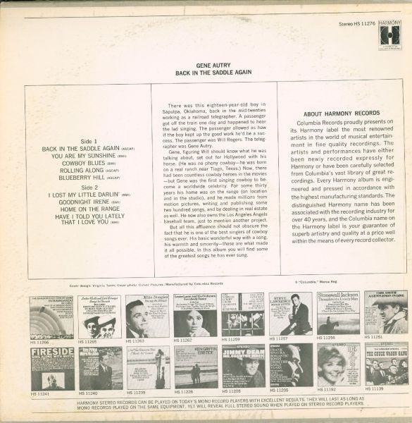 Gene Autry : Back In The Saddle Again (LP,Compilation)