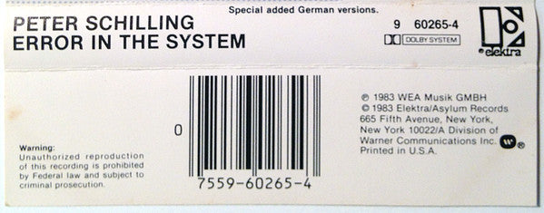 Peter Schilling : Error In The System (Album)