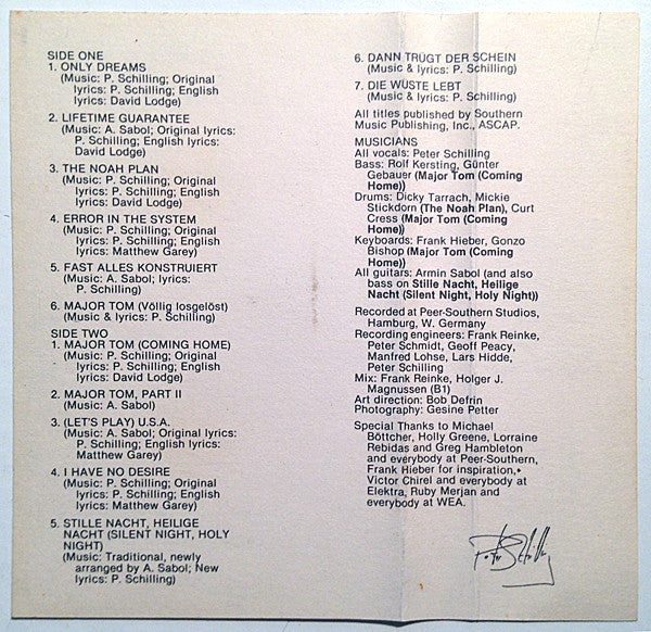 Peter Schilling : Error In The System (Album)