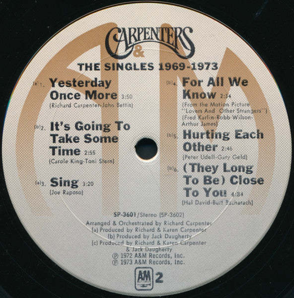 Carpenters : The Singles 1969-1973 (LP,Album,Compilation,Stereo)