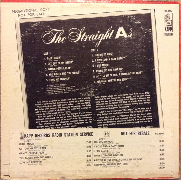 Straight A's, The : The Straight A's (LP,Promo,Stereo)