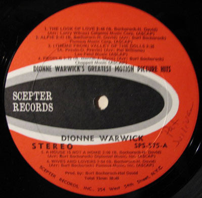 Dionne Warwick : Dionne Warwick's Greatest Motion Picture Hits (LP,Album,Compilation)