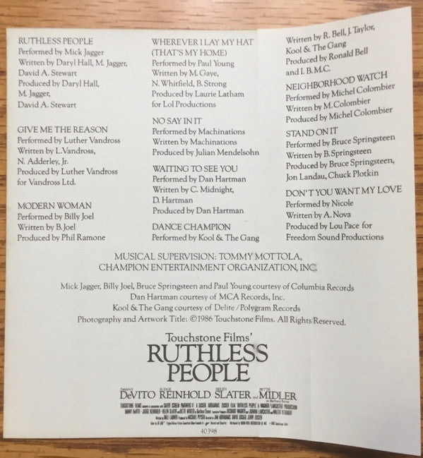 Various : Ruthless People (The Original Motion Picture Soundtrack) (Compilation)