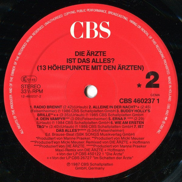 Die Ärzte : Ist Das Alles? (13 Höhepunkte Mit Den Ärzten) (LP,Compilation)