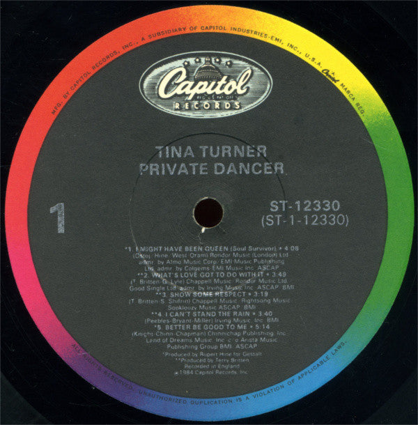 Tina Turner : Private Dancer (LP,Album,Stereo)