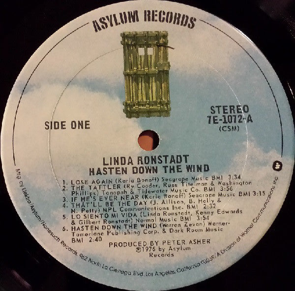 Linda Ronstadt : Hasten Down The Wind (LP,Album,Stereo)