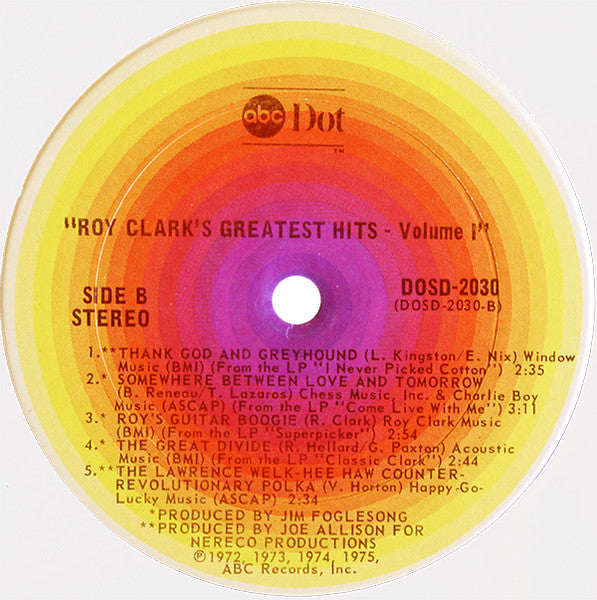 Roy Clark : Roy Clark's Greatest Hits Volume 1 (LP,Compilation)