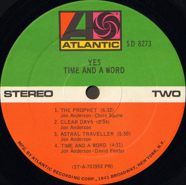 Yes : Time And A Word (LP,Album,Stereo)
