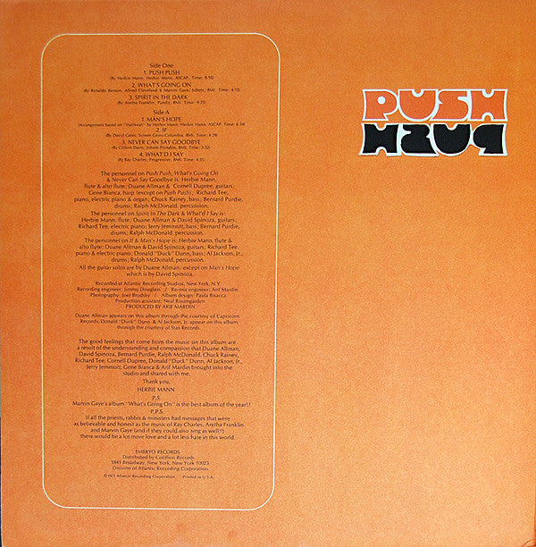 Herbie Mann : Push Push (LP,Album,Club Edition)