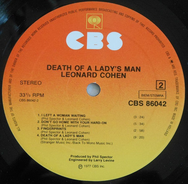 Leonard Cohen : Death Of A Ladies' Man (LP,Album)