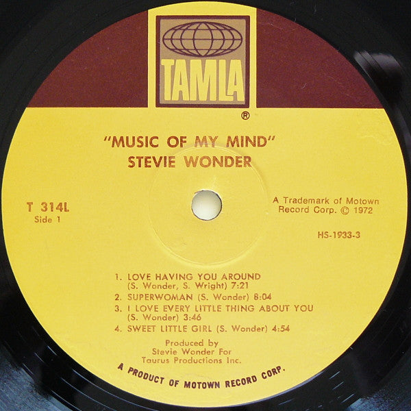 Stevie Wonder : Music Of My Mind (LP,Album,Stereo)