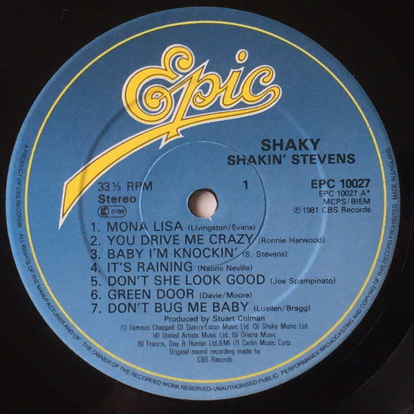 Shakin' Stevens : Shaky (LP,Album,Stereo)