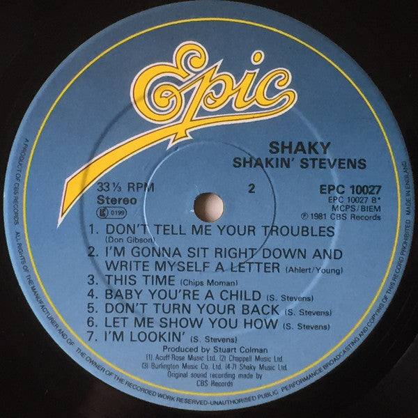 Shakin' Stevens : Shaky (LP,Album,Stereo)