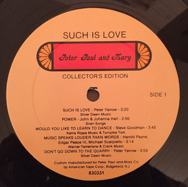 Peter, Paul & Mary : Such Is Love (LP,Album)