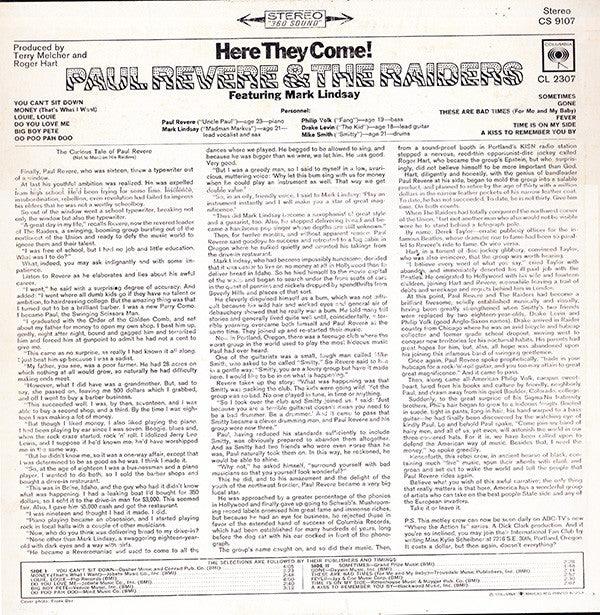 Paul Revere & The Raiders Featuring Mark Lindsay : Here They Come! (LP,Album,Stereo)