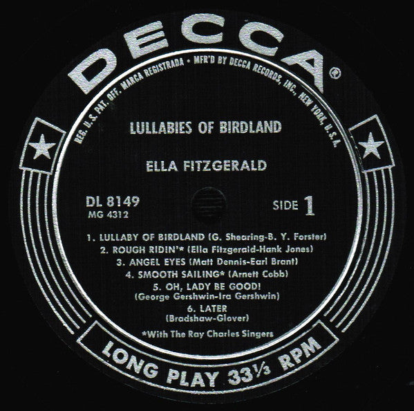 Ella Fitzgerald : Lullabies Of Birdland (LP,Album,Compilation,Styrene,Mono)