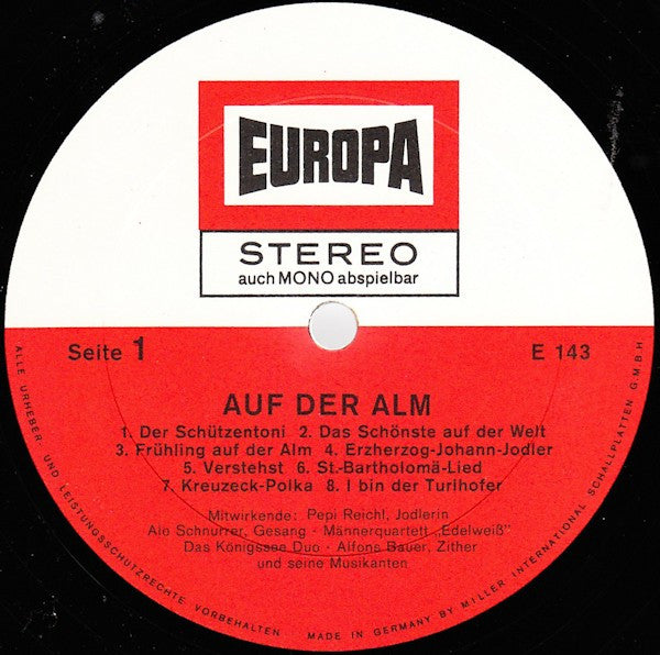 Alfons Bauer : Auf Der Alm Mit Alfons Bauer (LP,Album,Stereo)