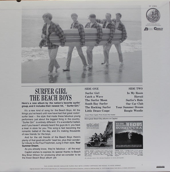 Beach Boys, The : Surfer Girl (LP,Album,Stereo)