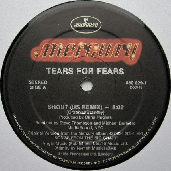 Tears For Fears : Shout (US & UK Remix Versions) (12",45 RPM)