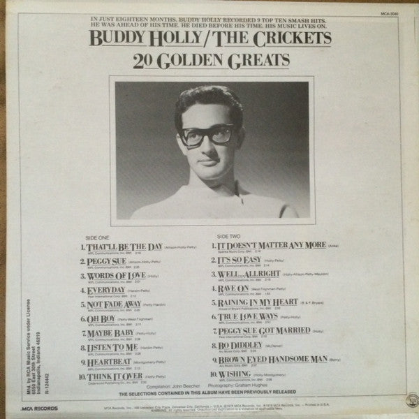 Buddy Holly / Crickets (2), The : 20 Golden Greats (LP,Compilation,Club Edition,Stereo)