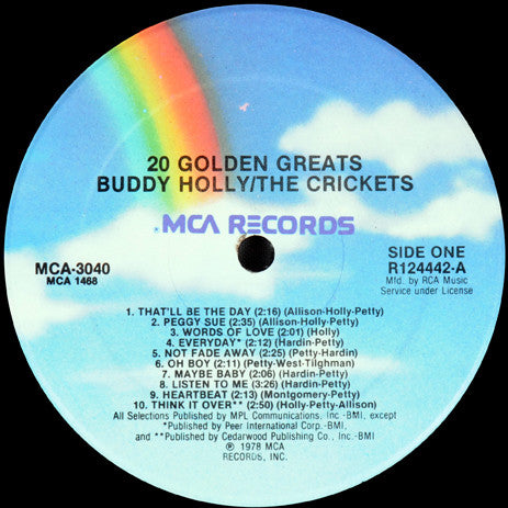 Buddy Holly / Crickets (2), The : 20 Golden Greats (LP,Compilation,Club Edition,Stereo)