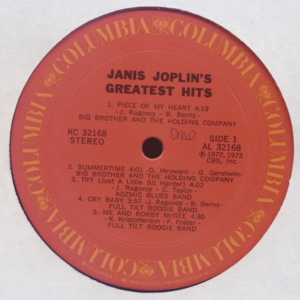 Janis Joplin : Janis Joplin's Greatest Hits (LP,Compilation,Stereo)