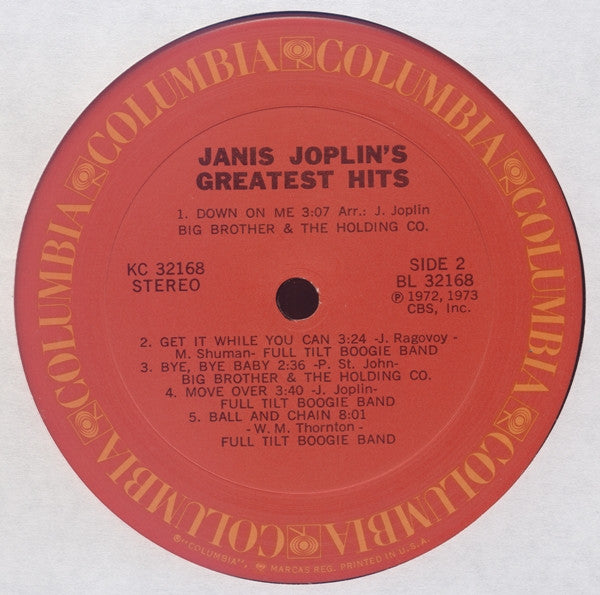 Janis Joplin : Janis Joplin's Greatest Hits (LP,Compilation,Stereo)