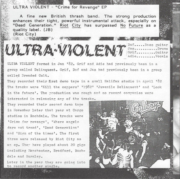 Ultra Violent (2) : Crime... For... Revenge (7",45 RPM,Reissue,Remastered)