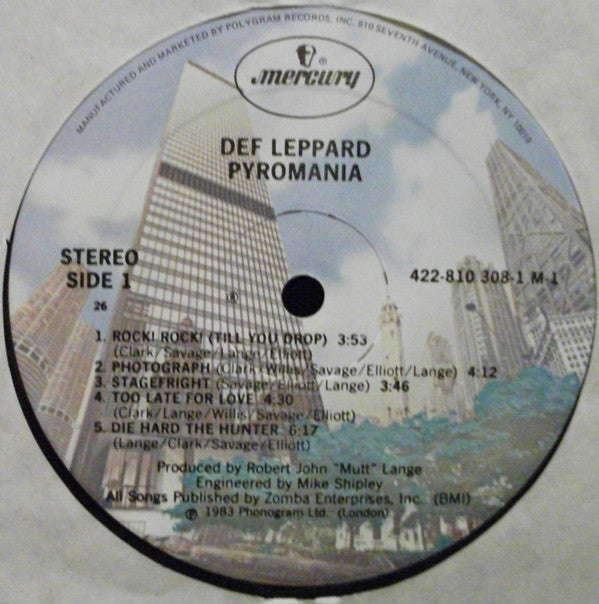 Def Leppard : Pyromania (LP,Album,Stereo)