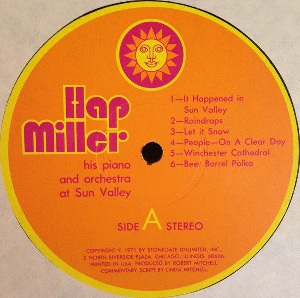 Hap Miller : His Piano And Orchestra At Sun Valley (LP,Album)