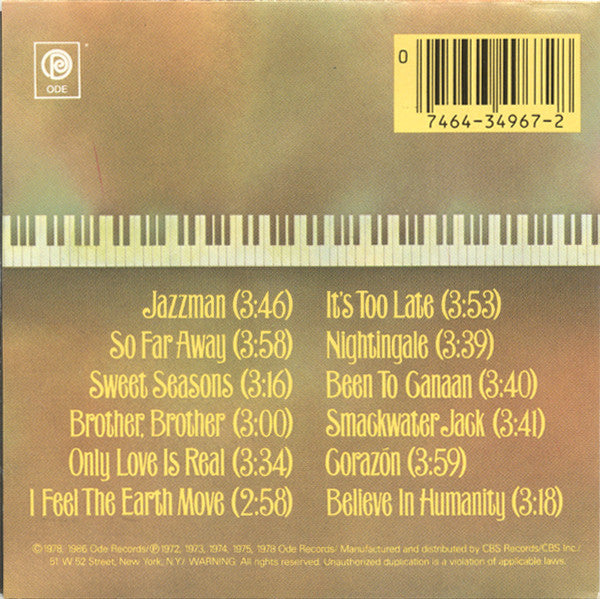 Carole King : Her Greatest Hits - Songs Of Long Ago (Compilation)