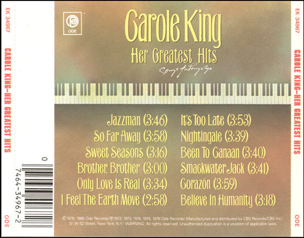 Carole King : Her Greatest Hits - Songs Of Long Ago (Compilation)
