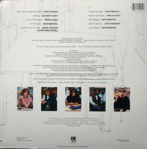 Various : The Breakfast Club (Original Motion Picture Soundtrack) (LP,Album)