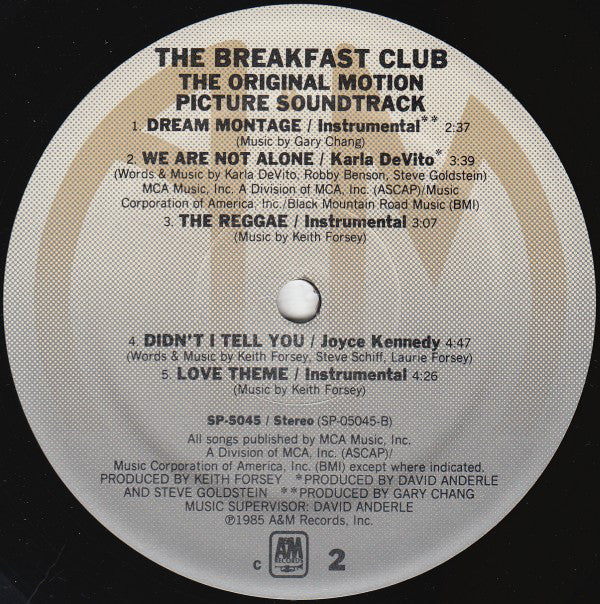 Various : The Breakfast Club (Original Motion Picture Soundtrack) (LP,Album)
