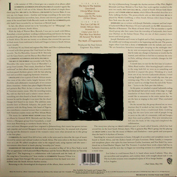 Paul Simon : Graceland (LP,Album,Club Edition)
