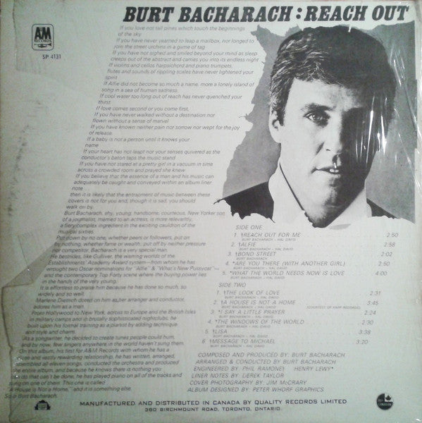 Burt Bacharach : Reach Out (LP,Album)