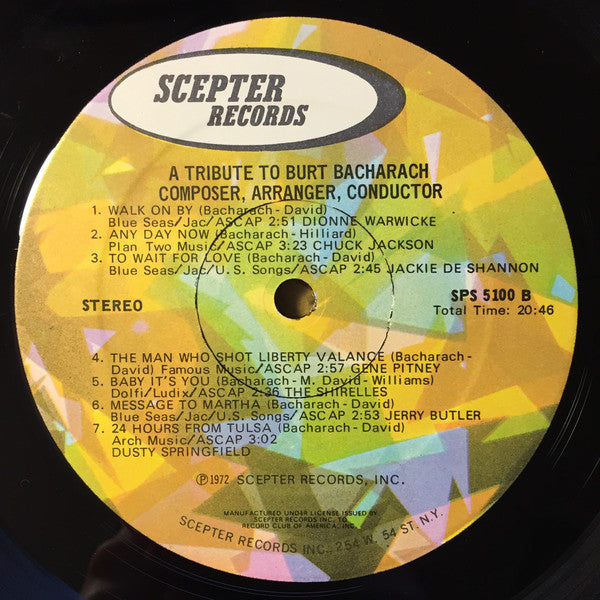 Various : A Tribute To Burt Bacharach: Composer, Arranger, Conductor (LP,Compilation)