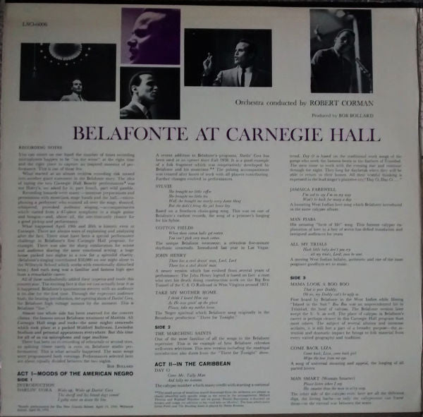 Harry Belafonte : Belafonte At Carnegie Hall: The Complete Concert (LP,Album,Reissue,Stereo)