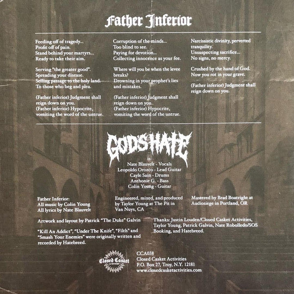 God's Hate : Father Inferior (7",33 ⅓ RPM,Single,Limited Edition)