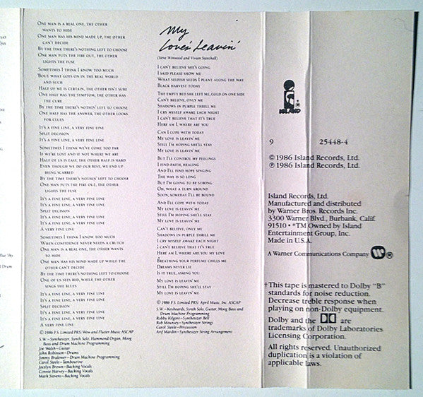 Steve Winwood : Back In The High Life (Album)