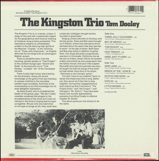 Kingston Trio : Tom Dooley (LP,Reissue,Mono)