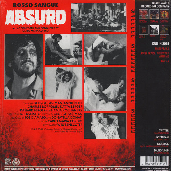Carlo Maria Cordio : Absurd (Rosso Sangue) (LP,Limited Edition,Remastered)