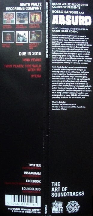 Carlo Maria Cordio : Absurd (Rosso Sangue) (LP,Limited Edition,Remastered)