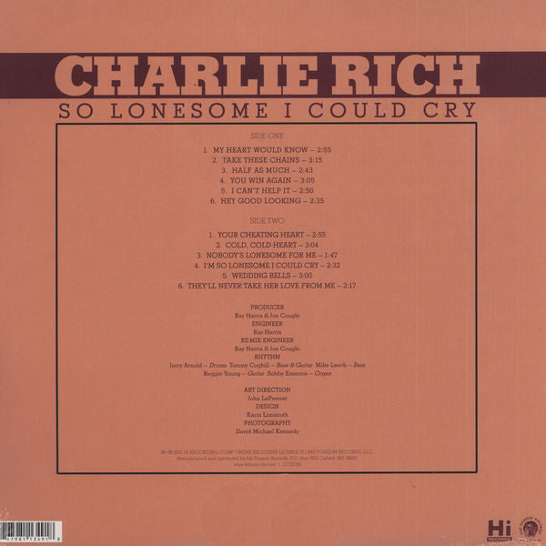 Charlie Rich : So Lonesome I Could Cry (LP,Reissue)