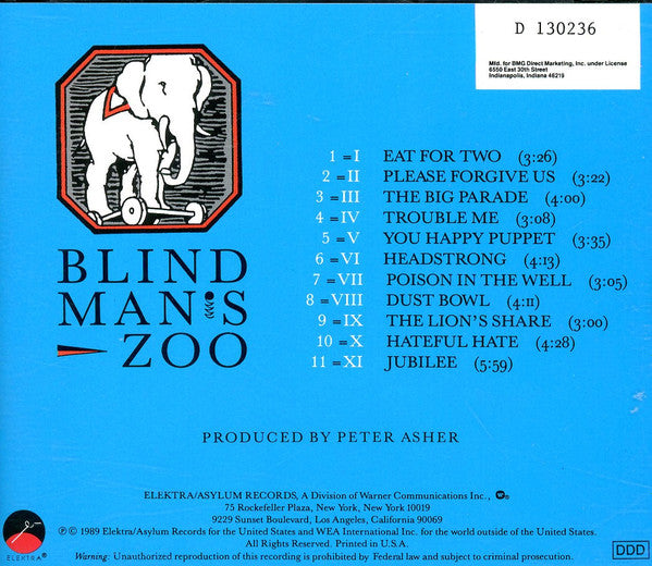 10,000 Maniacs : Blind Man's Zoo (Album,Club Edition)