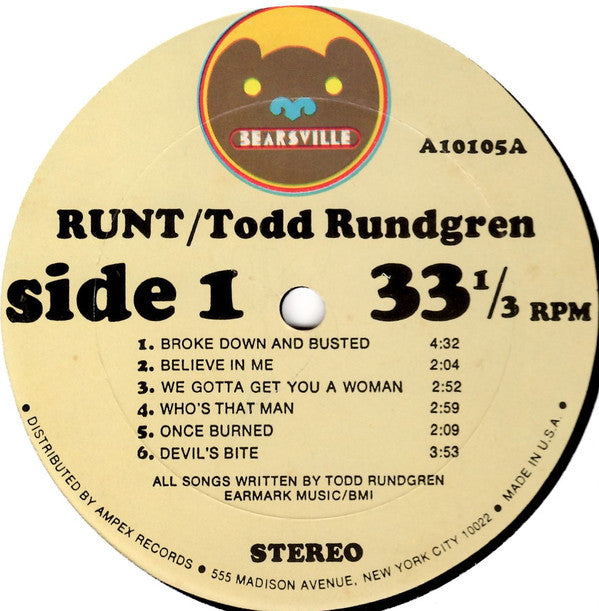 Todd Rundgren : Runt (LP,Album,Reissue,Stereo)