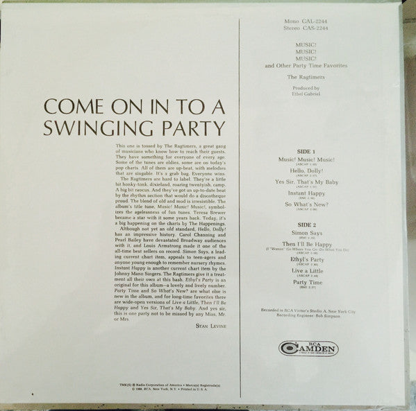 Ragtimers, The : Music! Music! Music! (LP,Stereo)