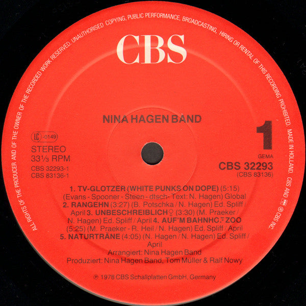 Nina Hagen Band : Nina Hagen Band (LP,Album,Reissue)
