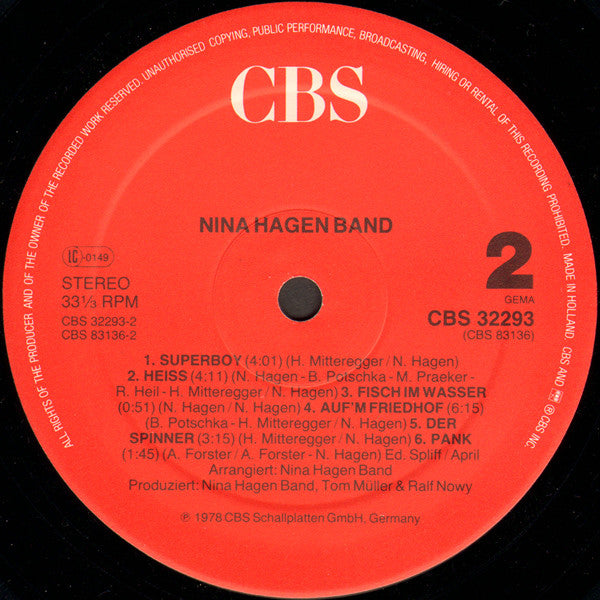 Nina Hagen Band : Nina Hagen Band (LP,Album,Reissue)