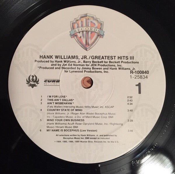 Hank Williams Jr. : Greatest Hits III (LP,Compilation,Club Edition)